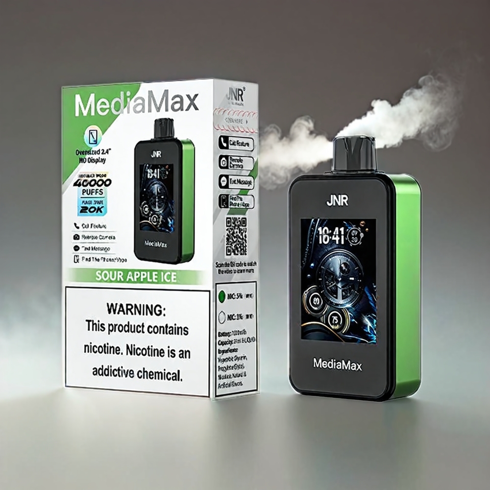JNR MediaMax 40000 Puffs 21mL 1000mAh Type-C Quick Charge Sødet Appel 40000 Puffs 21mL 1000mAh Engros Danmark