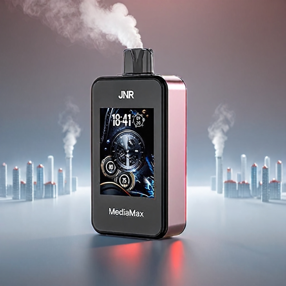 JNR MediaMax 40000 Puffs 21mL 5% Nicotin Jordbær 2.4'' HD Display Type-C 1000mAh Engros Danmark