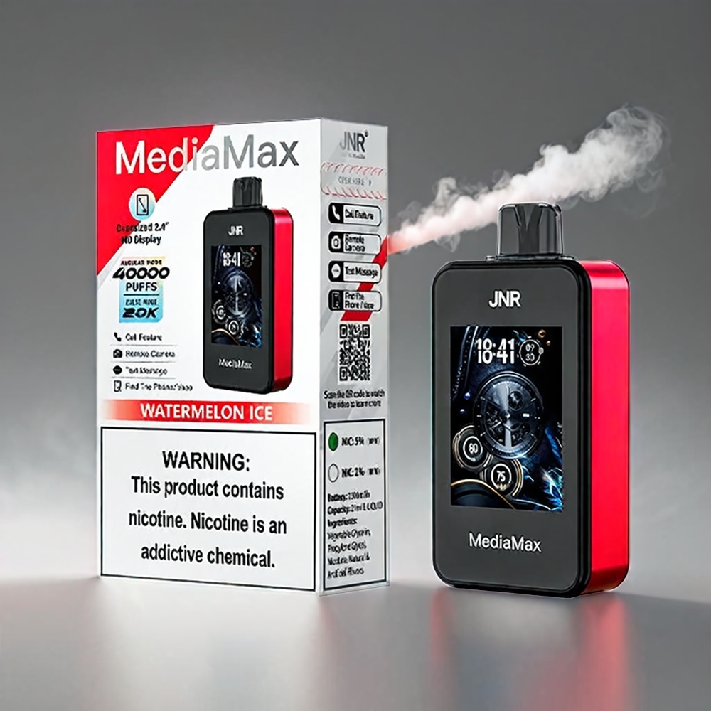JNR MediaMax 40000 Puffs Vandmelon 21mL 5% 1000mAh Type-C 2.4'' HD Display Dual Mesh Coil Engros Danmark