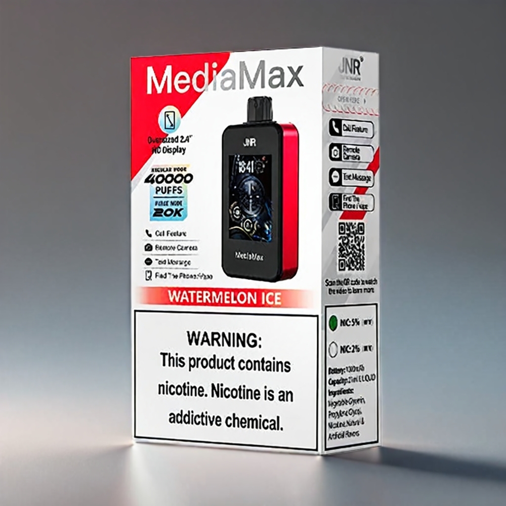 JNR MediaMax 40000 Puffs Vandmelon 21mL 5% 1000mAh Type-C 2.4'' HD Display Dual Mesh Coil Engros Danmark