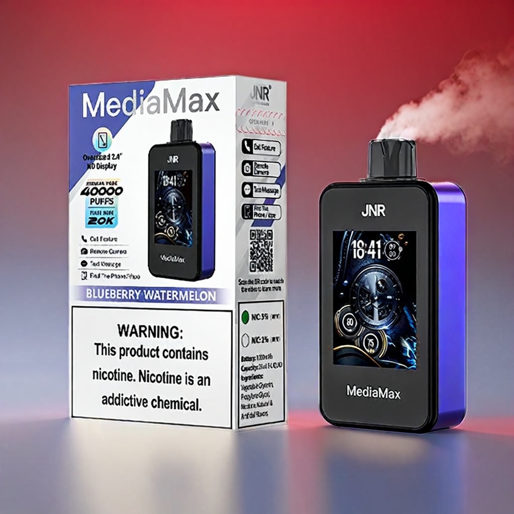 JNR Mediamax 40000 Puffs Blåbær Vandmelon 21mL 5% 1000mAh Type-C Engros Danmark