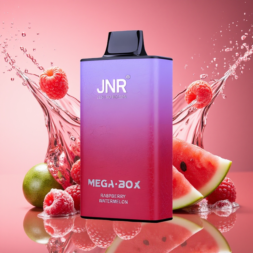 JNR Mega Box 25000 Puffs Engangs Vape Hindbær Vandmelon 30ml 850mAh Dual Mesh Coil Type-C 2% Engros Danmark