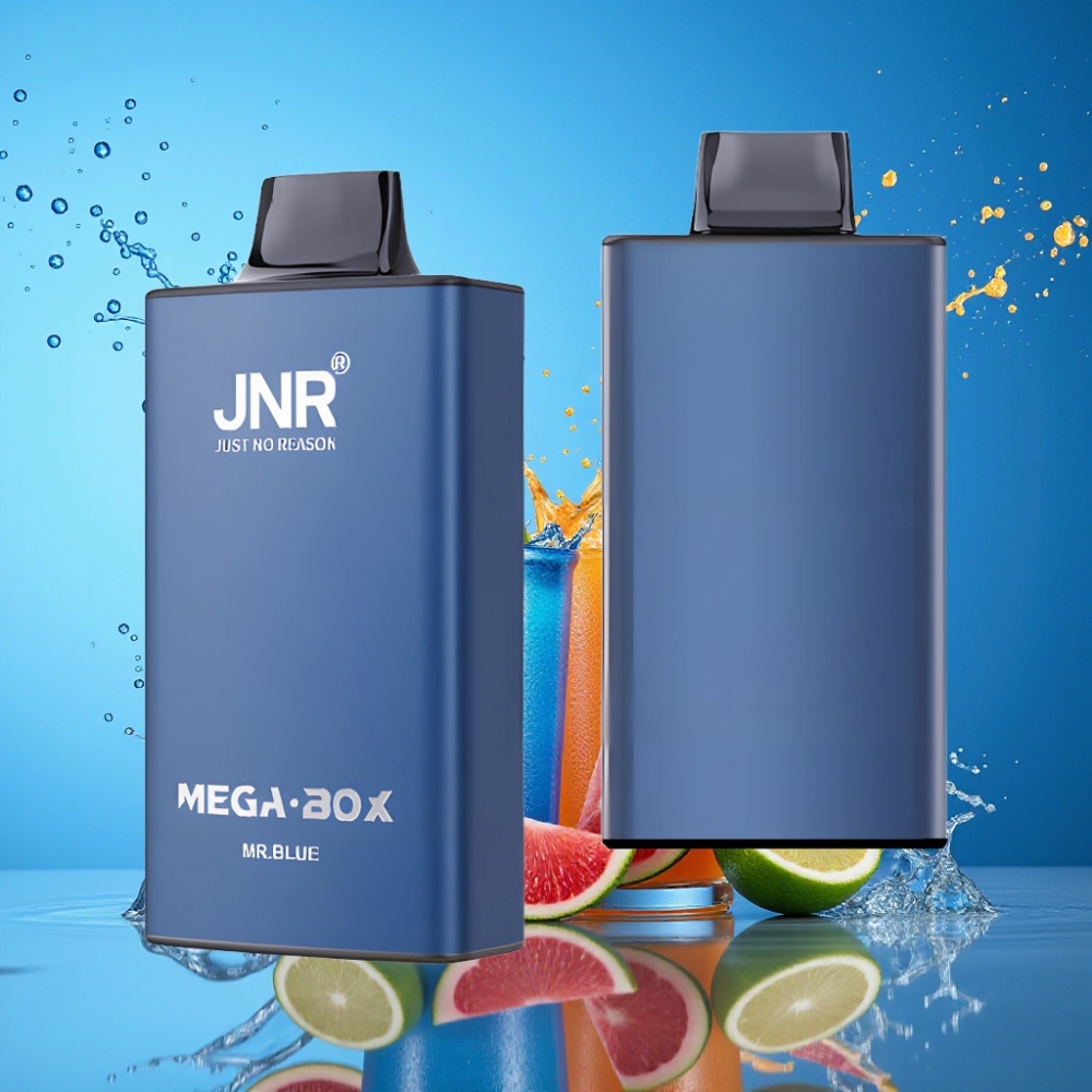 JNR Mega Box 25000 Puffs Engangs Vape Hr. Blå 30ml 850mAh Dual Mesh Dual Core Type-C 2% Engros Danmark