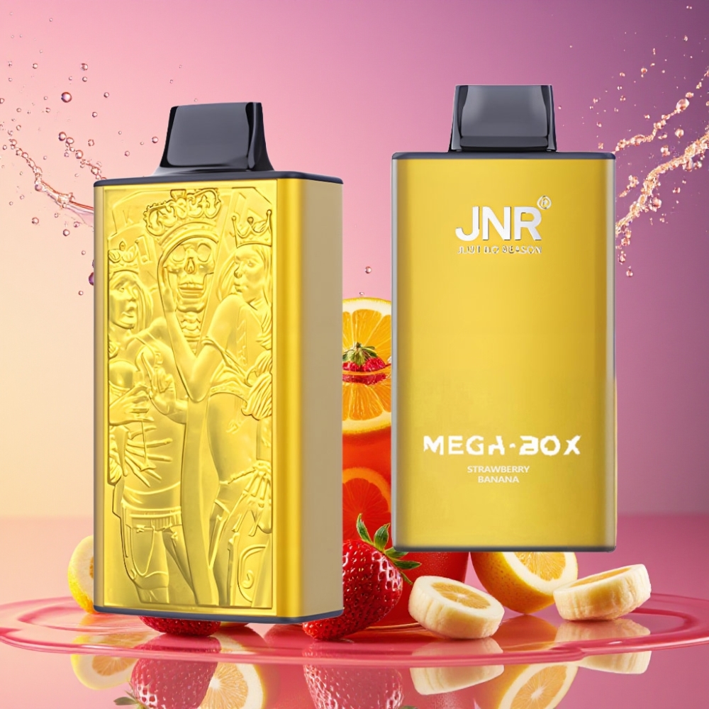 JNR Mega Box 25000 Puffs Engangs Vape Jordbær Banan 30ml 850mAh Dual Mesh Coil Type-C 2% Nicotin Engros Danmark