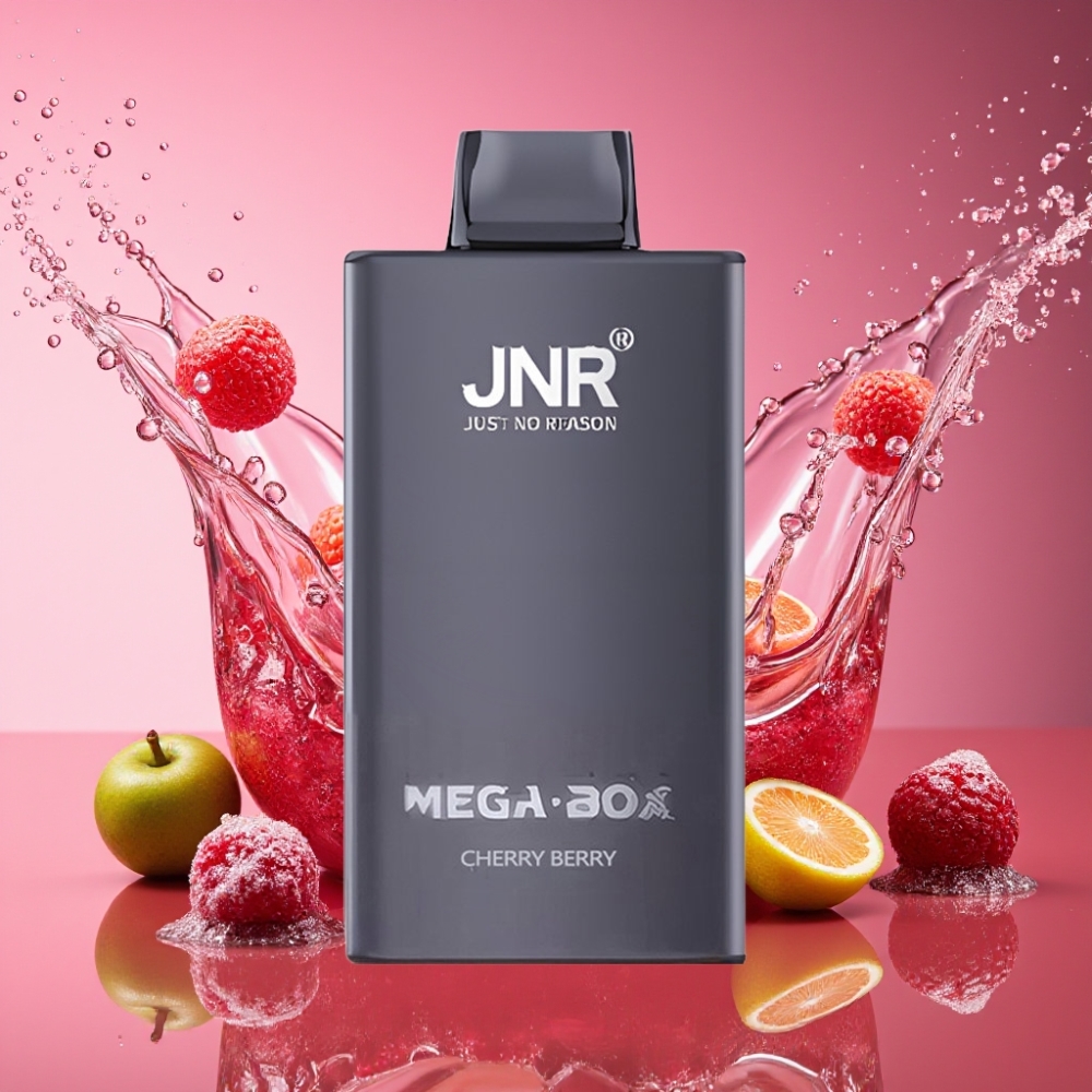 JNR Mega Box 25000 Puffs Engangs Vape Kirsebær Bær 30ml 850mAh Dual Mesh Coil Type-C Hurtigopladning 2% Nikotin Engros Danmark