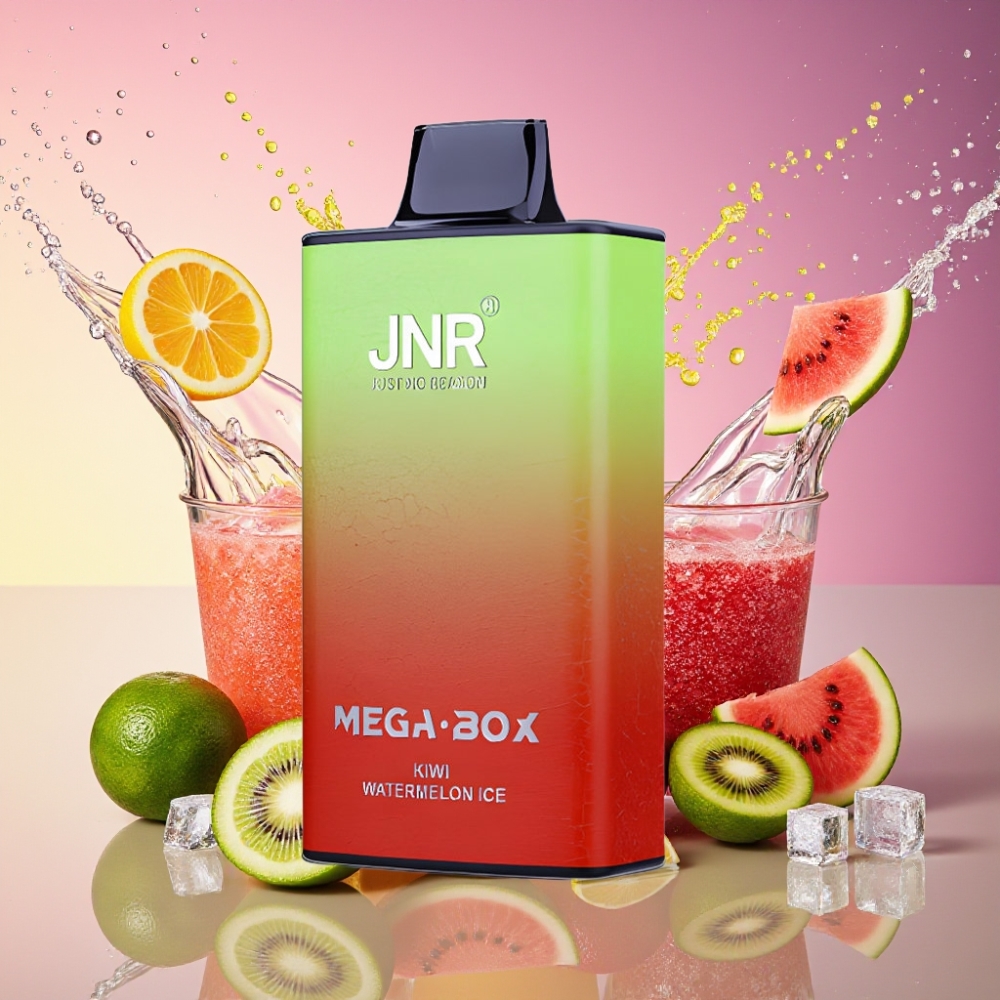 JNR Mega Box 25000 Puffs Engangs Vape Kiwi Vandmelon Is 30ml 850mAh Dual Mesh Coil Type-C 2% Nicotin Engros Danmark