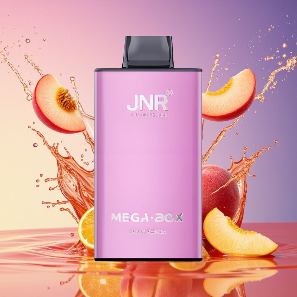 JNR Mega Box 25000 Puffs Engangs Vape Saftig Fersken 30ml 850mAh Dual Mesh Coil Type-C 2% Engros Danmark