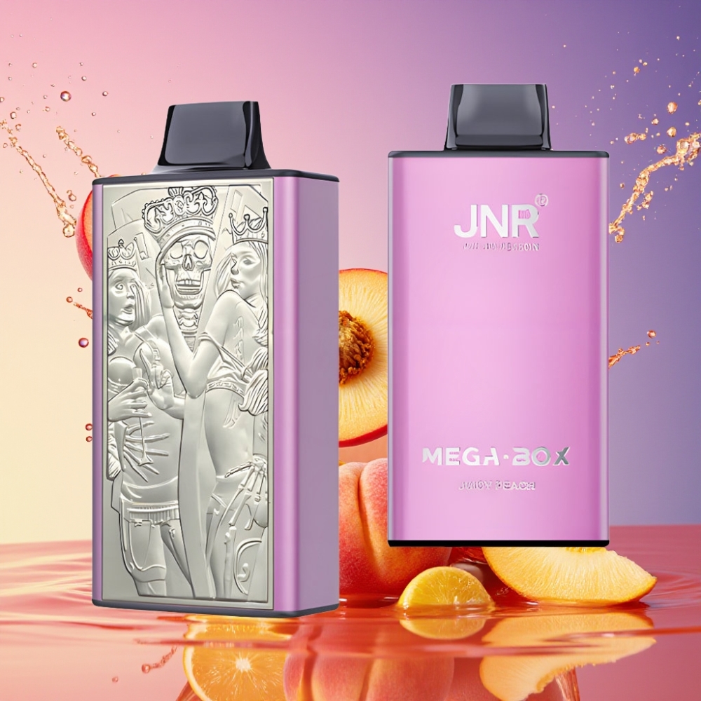 JNR Mega Box 25000 Puffs Engangs Vape Saftig Fersken 30ml 850mAh Dual Mesh Coil Type-C 2% Engros Danmark