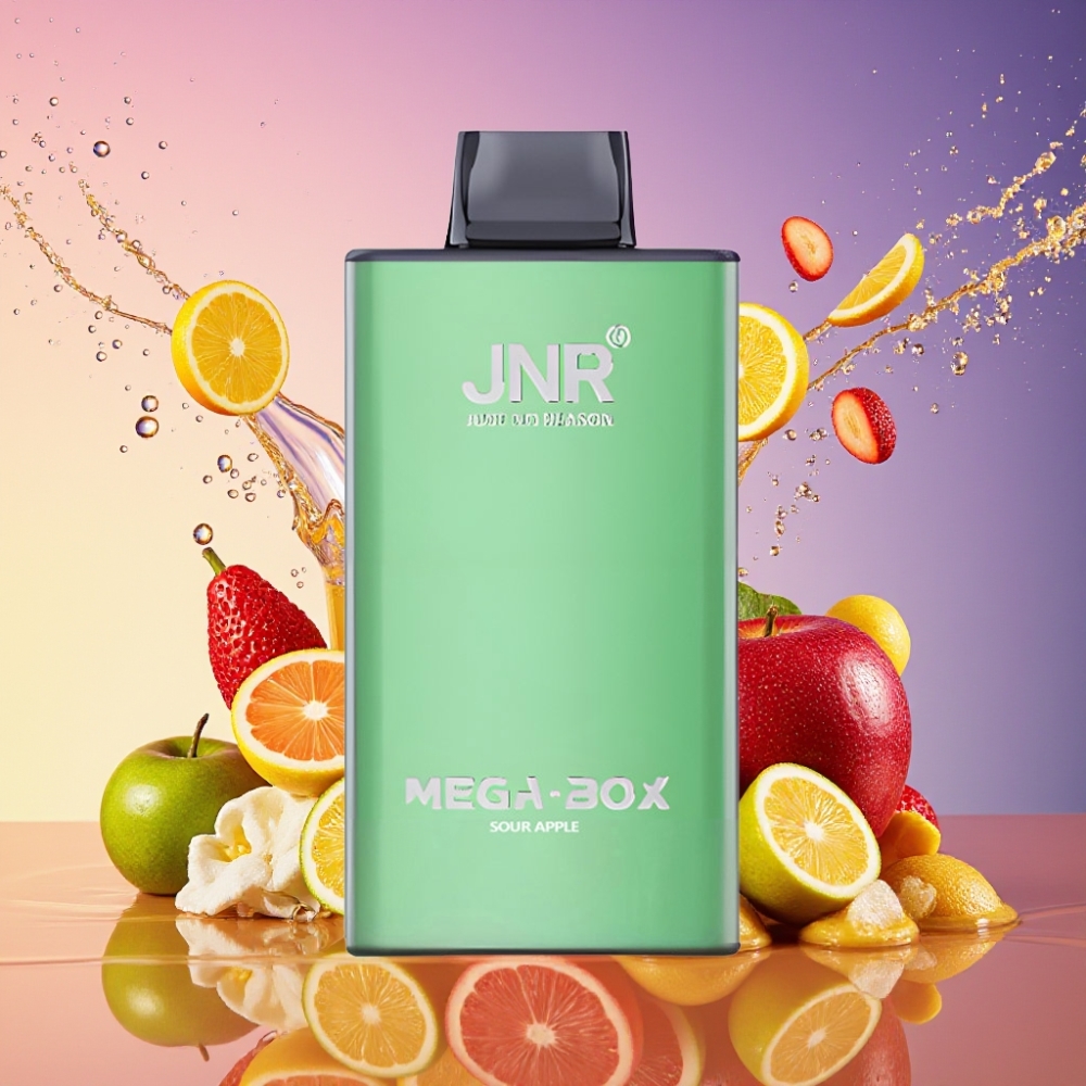 JNR Mega Box 25000 Puffs Engangs Vape Sur Æble 30ml 850mAh Dual Mesh Dual Core Type-C 2% Engros Danmark