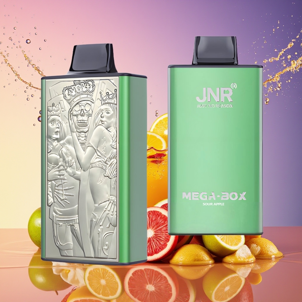 JNR Mega Box 25000 Puffs Engangs Vape Sur Æble 30ml 850mAh Dual Mesh Dual Core Type-C 2% Engros Danmark