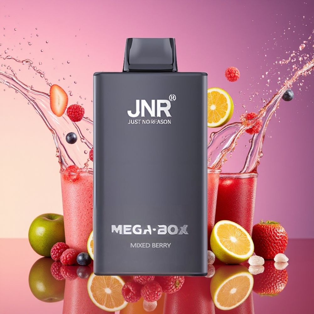 JNR Mega Box 25000 Puffs Engangsvape Blandet Bær 30ml 850mAh Dual Mesh Coil Type-C 57mm 30mm 114mm 2% Engros Danmark