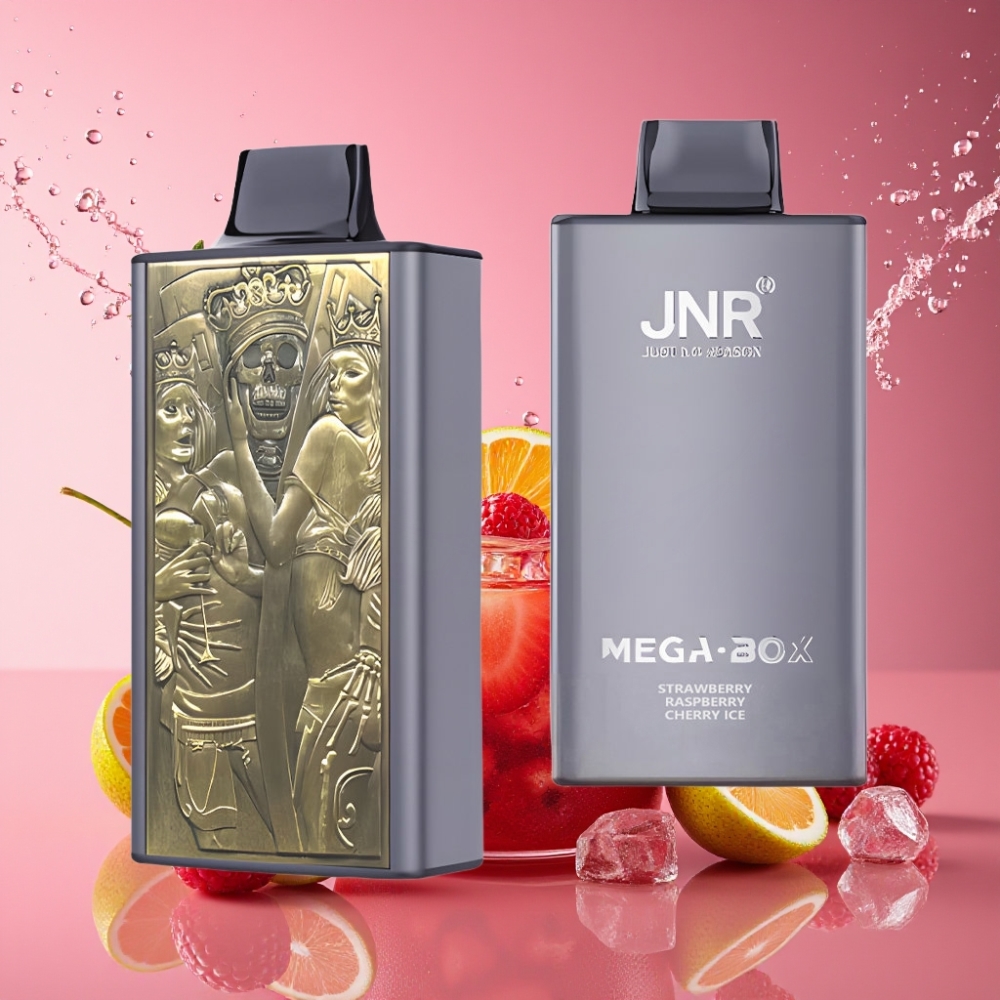 JNR Mega Box 25000 Pust Engangs Vape Jordbær Hindbær Kirsebær Is 30ml 850mAh Dual Mesh Coil Type-C 2% Engros Danmark