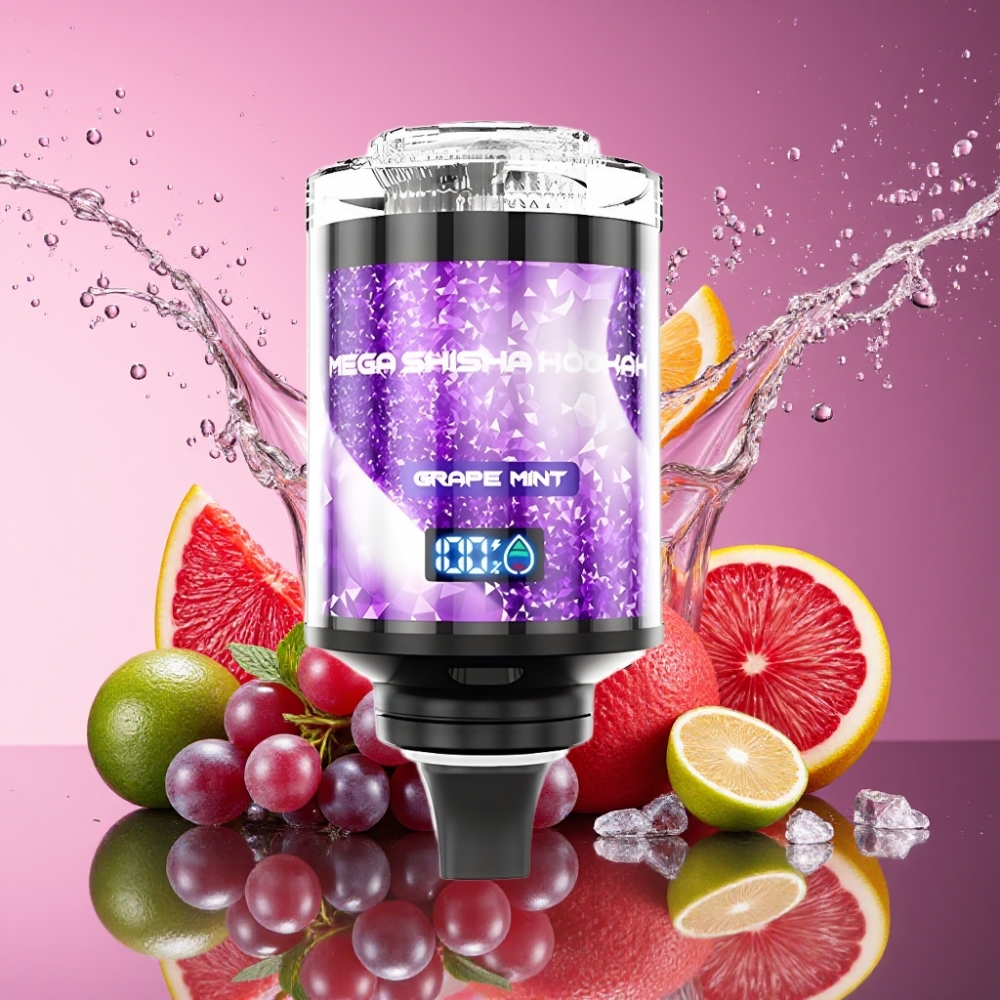 JNR Mega Shisha Hookah 100K 1 mund Desktop Kompatibilitet 60ml 2200mAh Type-C Lys Skærm Justerbar Luftstrøm 2% nikotin Blåmynte parameterkombination Engros Danmark