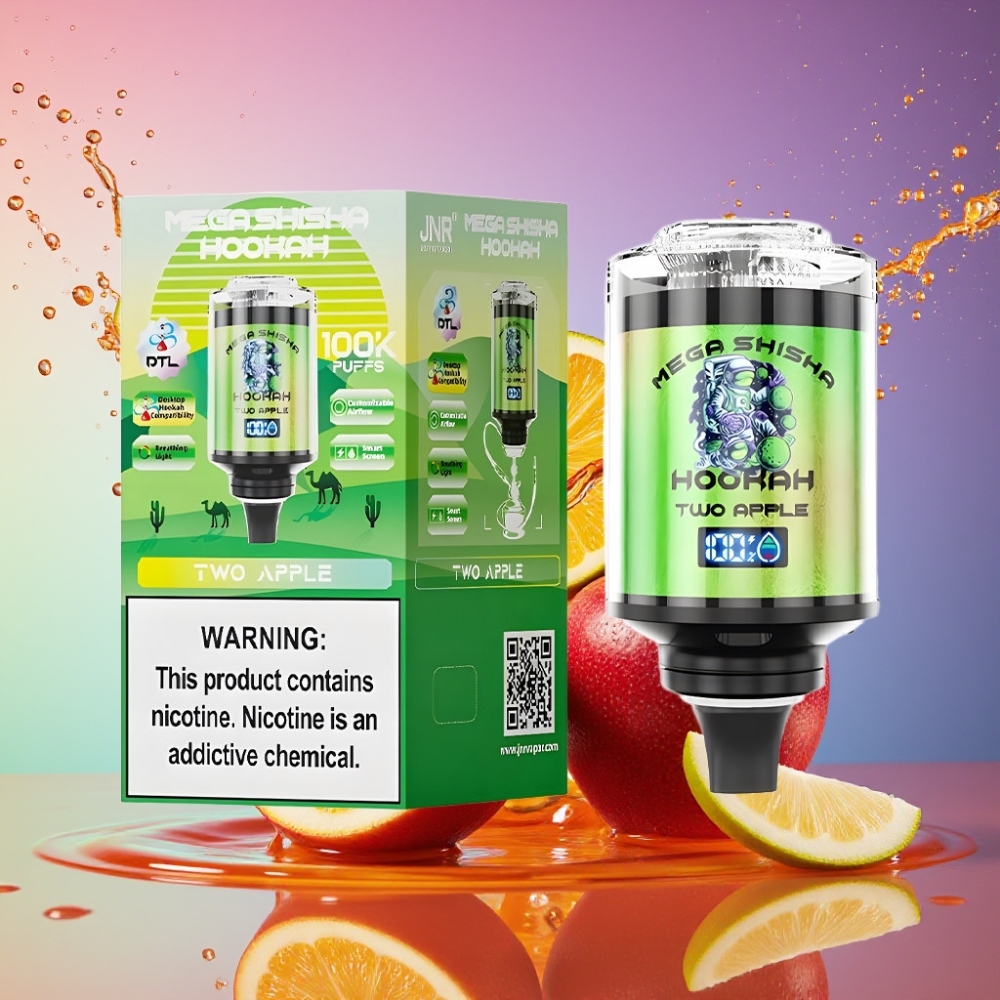 JNR Mega Shisha Hookah 100K 60ml 2200mAh Type-C Interactive Smart Skærm Justerbar Luftgennemstrømning 2% Nikotin Engros Danmark