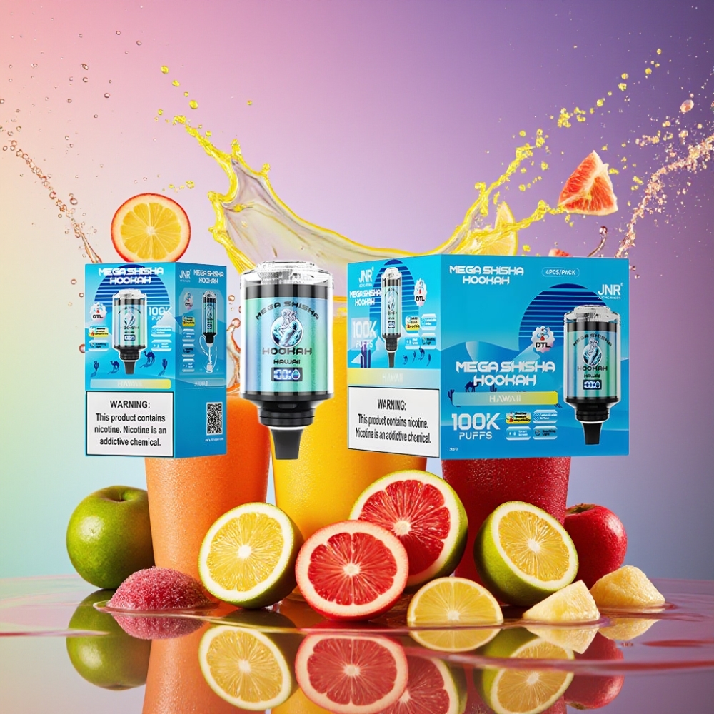 JNR Mega Shisha Hookah 100K 60ml 2200mAh Type-C Luftstrøm Justering 2% Nikotin Engros Danmark