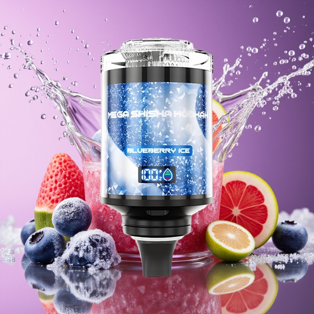 JNR Mega Shisha Hookah 100K 60ml 2200mAh Type-C Smart Skærm Blåbær Is Engros Danmark