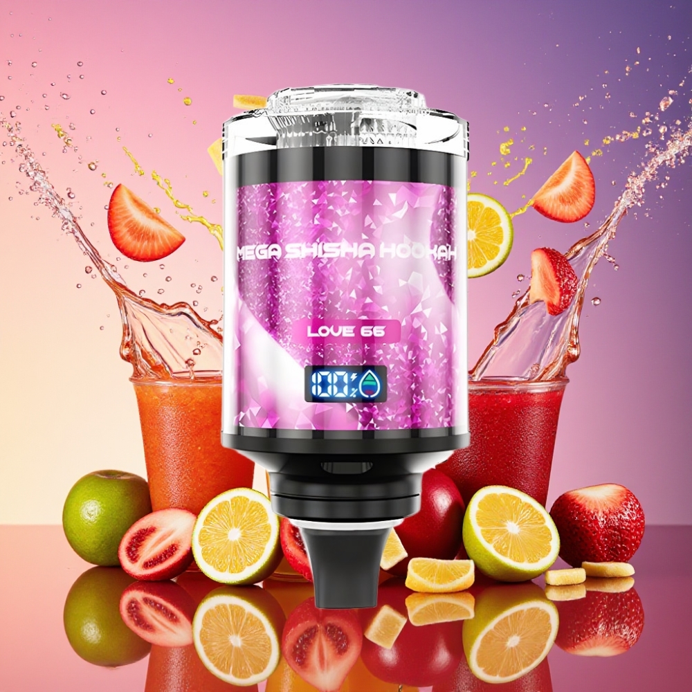 JNR Mega Shisha Hookah 100K 66000 puff 60ml 2200mAh Type-C Luftstrøm Lys Skærm Engros Danmark
