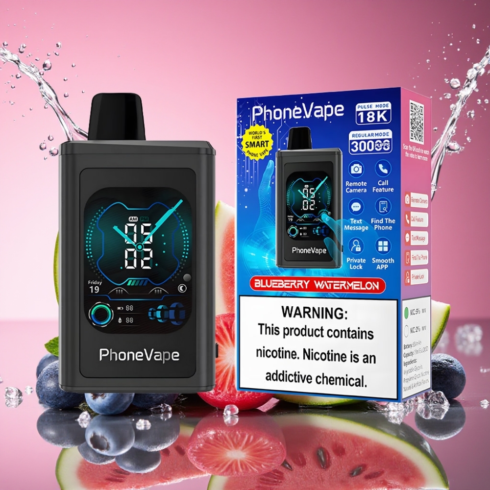 JNR PhoneVape 30000 puff Genanvendelig Vape Blåbær Vandmelon 850mAh Engros Danmark