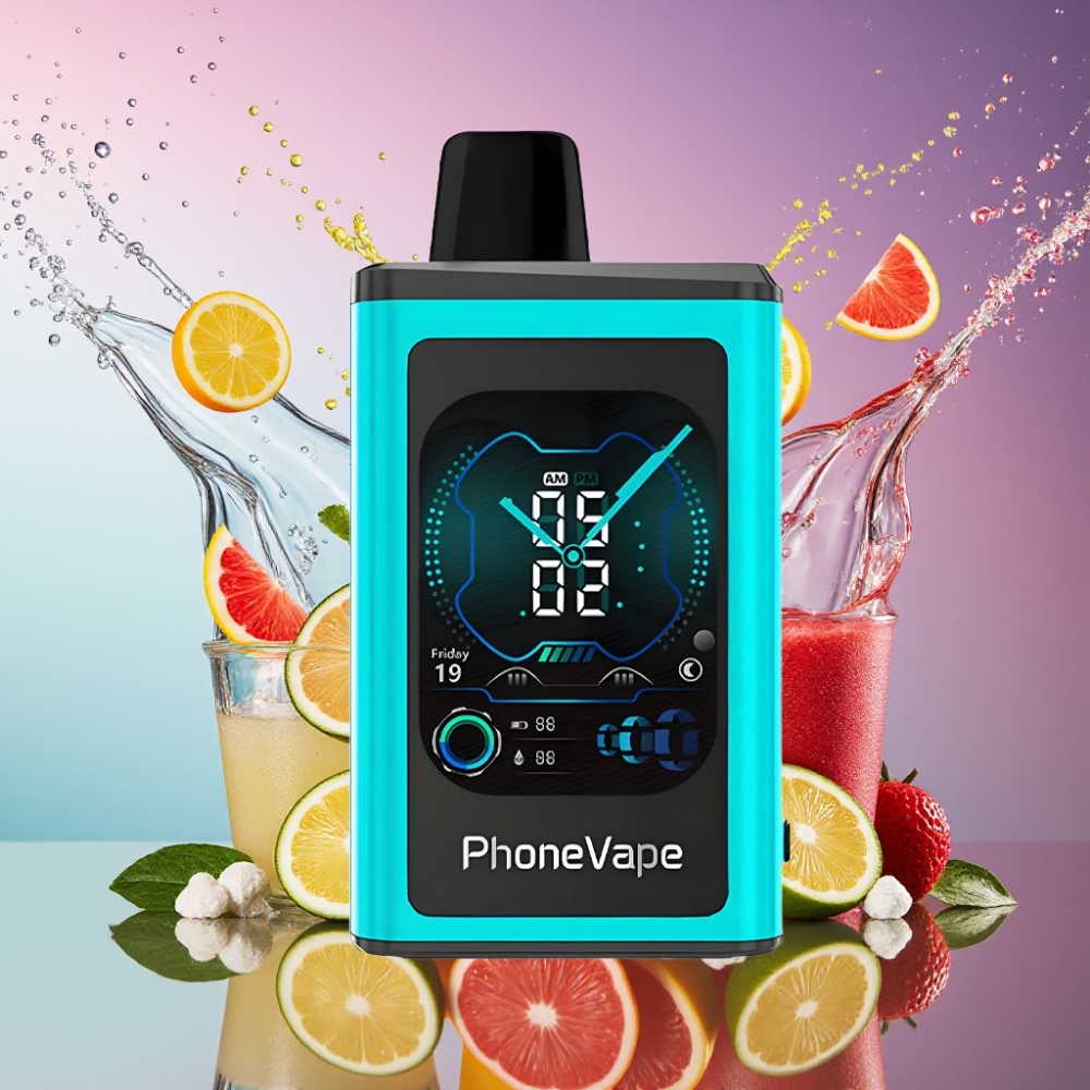 JNR PhoneVape 30000 puff Turbo Luftstrøm Justerbar App Styret Opkald Tekst Fjernkamera Låsetilstand Fuld Skærm 850mAh Type-C Genopladelig Batteri Nikotinstyrke 2% 5% Miami Mynte Engros Danmark