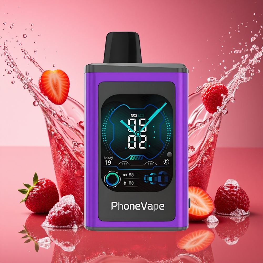 JNR PhoneVape 30000 puffs 850mAh Type-C Genopladelig Batteri, Nikotinstyrke 2%,5% Kirsebær Jordbær Hindbær Engros Danmark