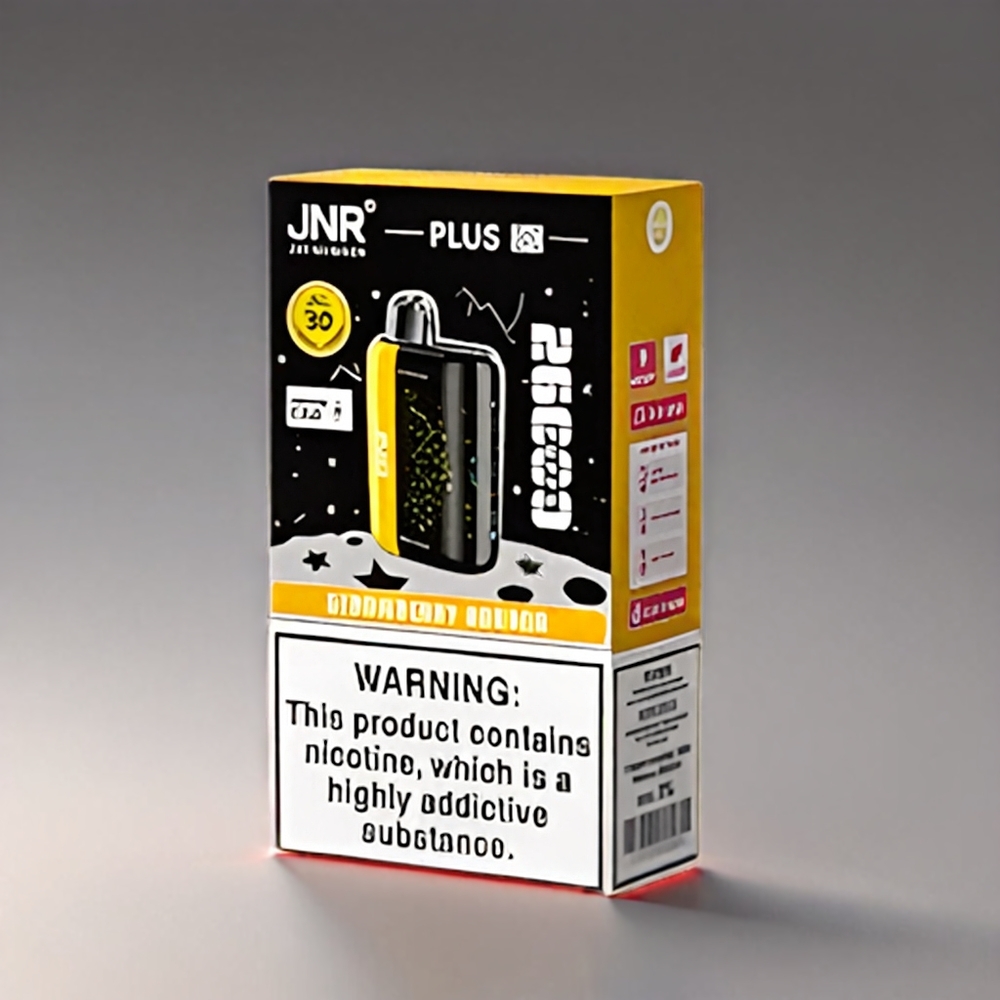 JNR Plus-X 26000 Puffs Vape Jordbær Banan - 850mAh 28ml 2% Dual Mesh Coil Type-C 3D Skærm Engros Danmark
