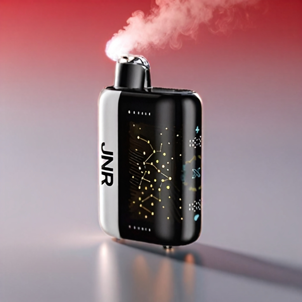 JNR Plus-X 26000 Puffs White Peach Razz 850mAh 28ml 2% Dual Mesh Coil Type-C 3D Skærm Engros Danmark
