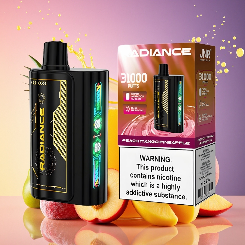 JNR Radiance 31000 Puffs Fersken Mango Ananas 28ml Dual Mesh 950mAh 2% Engros Danmark