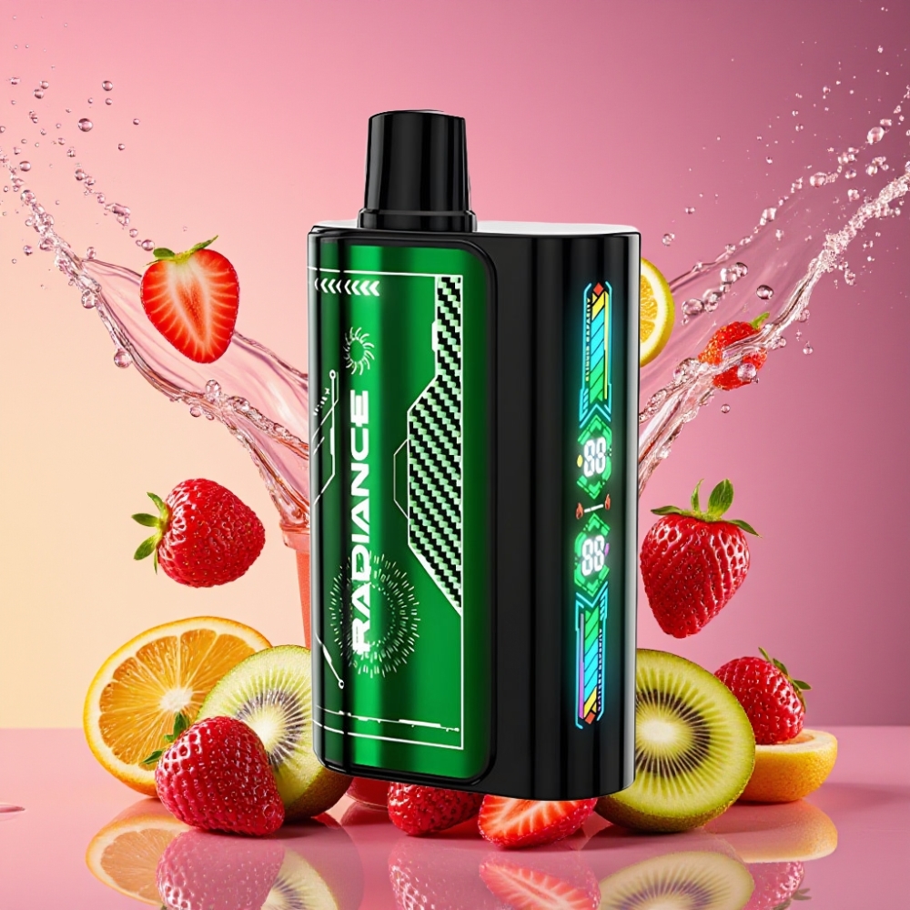 JNR Radiance 31000 Pust Engangs Vape Jordbær Kiwi 28ml Dual Mesh 950 mAh Type-C 2% Engros Danmark