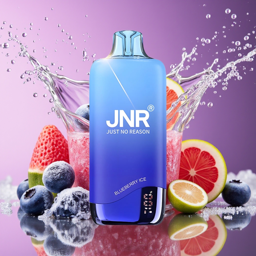 JNR Rainbow 10500 Puffs Engangs Vape Blåbær Is 600mAh 18ml 0.8ohm Mesh USB-C 98mm 39mm 25mm Batteri & E-væske Indikator Nicotin 0% 2% 5% Engros Danmark