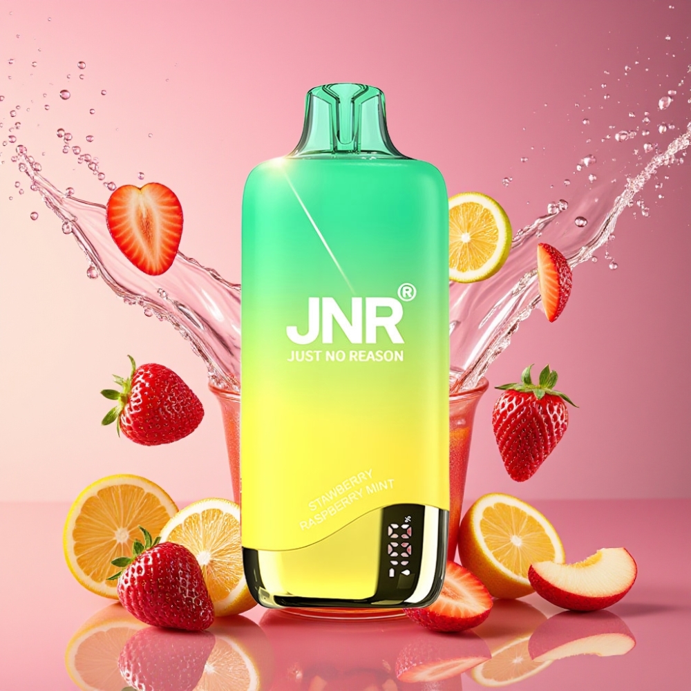 JNR Rainbow 10500 Puffs Engangs Vape Jordbær Ferskenmynte 600mAh 18ml 0.8ohm Mesh Type-C Engros Danmark
