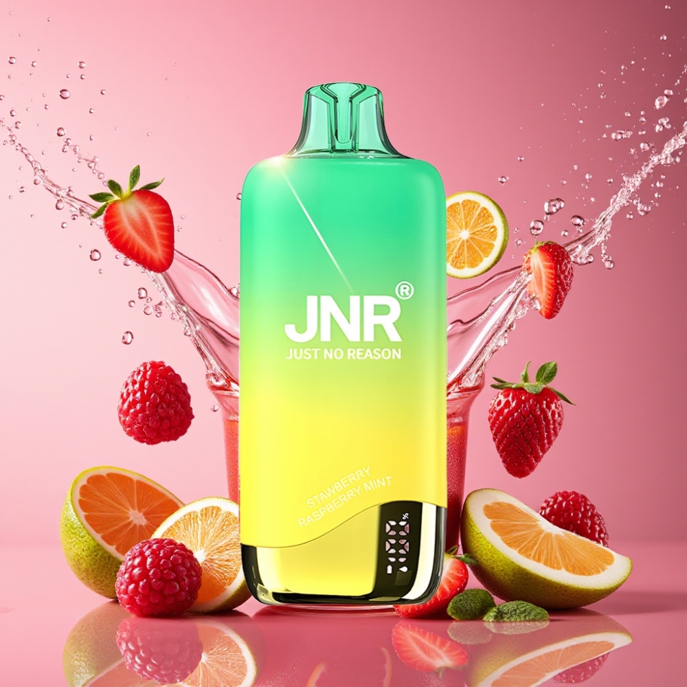 JNR Rainbow 10500 Puffs Engangs Vape Jordbær Hindbær Mynte 600mAh 18ml 0.8ohm Mesh Type-C Engros Danmark