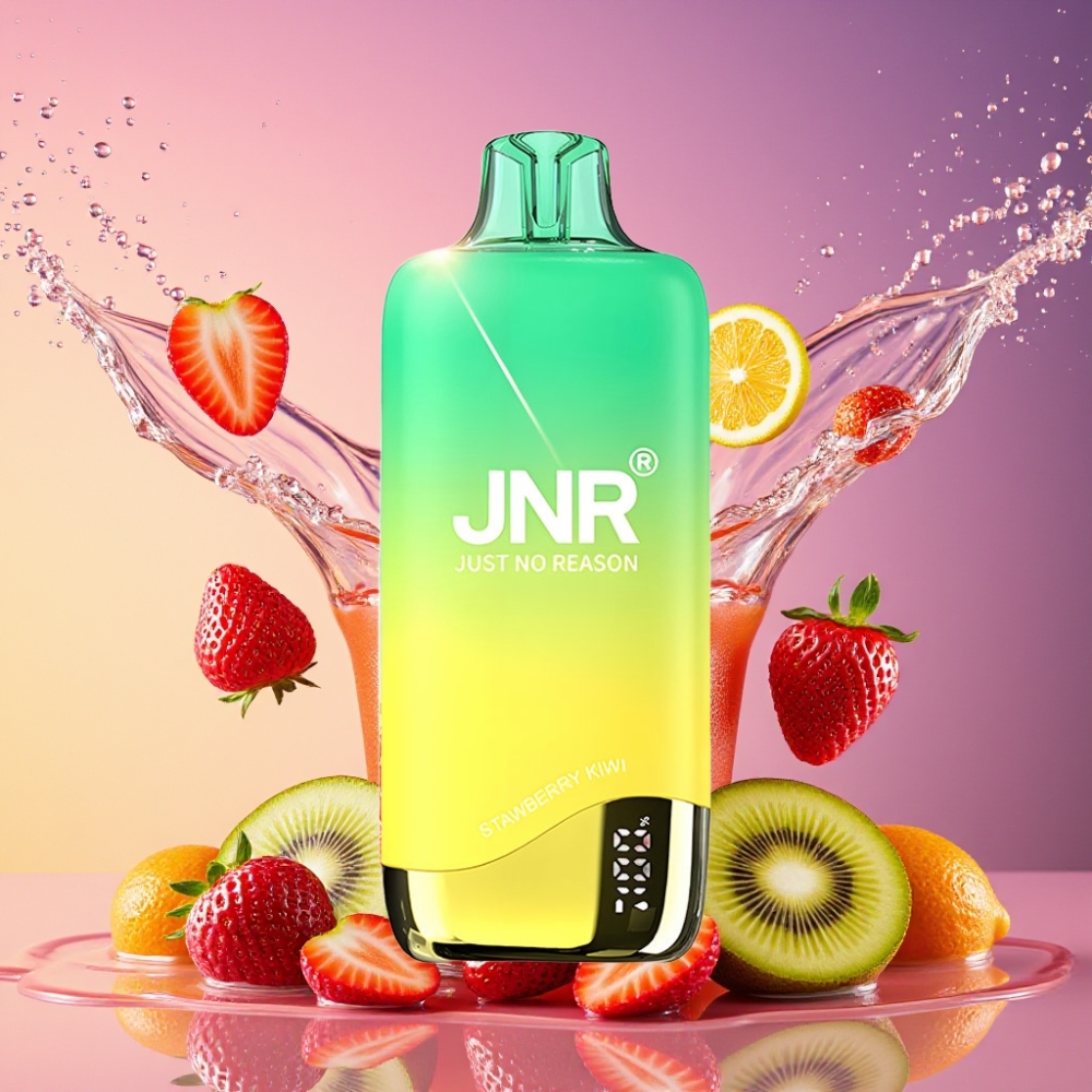 JNR Rainbow 10500 Puffs Engangs Vape Jordbær Kiwi 600mAh 18ml 0.8ohm Mesh USB-C Engros Danmark