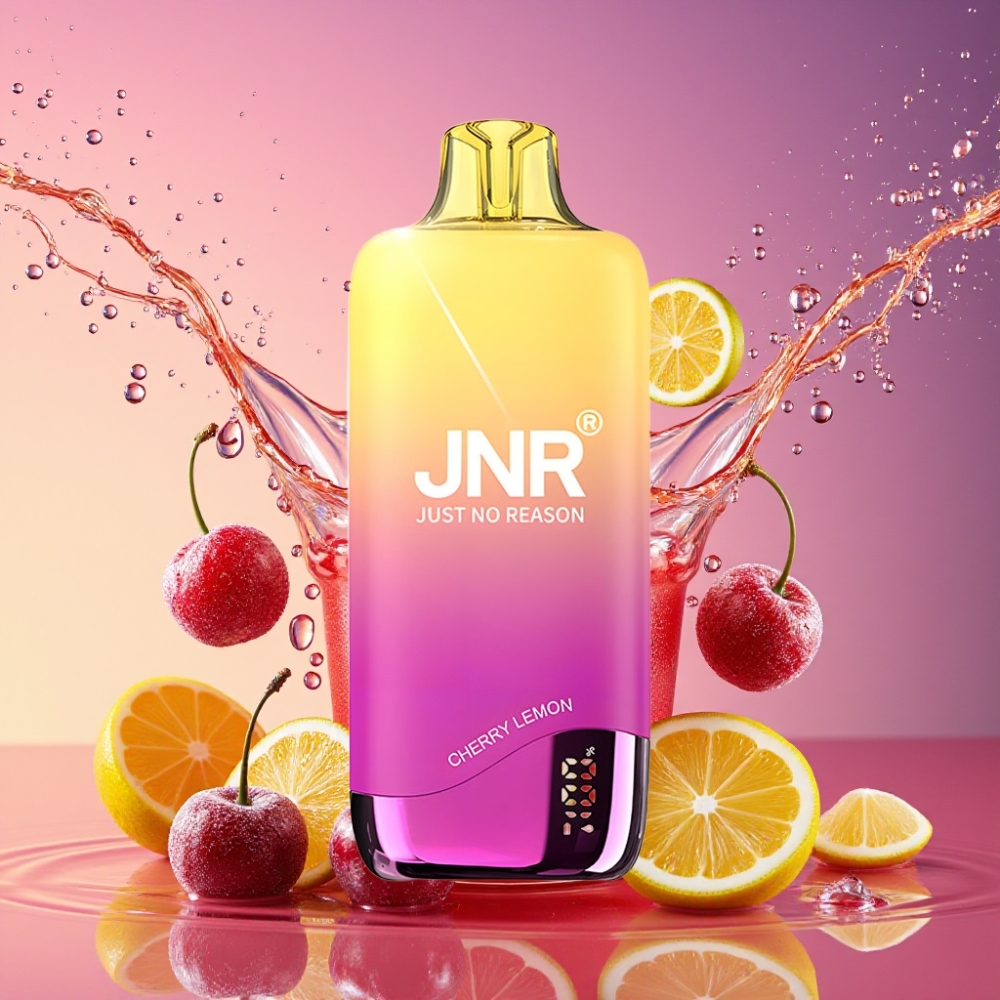 JNR Rainbow 10500 Puffs Engangs Vape Kirsebær Citron 600mAh 0.8ohm Mesh 18ml Type-C 98mm 39mm 25mm Batteri & E-væske Indikator Nikotin 0% 2% 5% Engros Danmark
