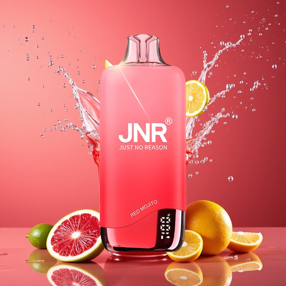 JNR Rainbow 10500 Puffs Engangs Vape Rød Mojito 600mAh 0.8ohm Mesh 18ml Type-C 98x39x25mm Batteri & E-væske Indikator 0/2/5% Engros Danmark