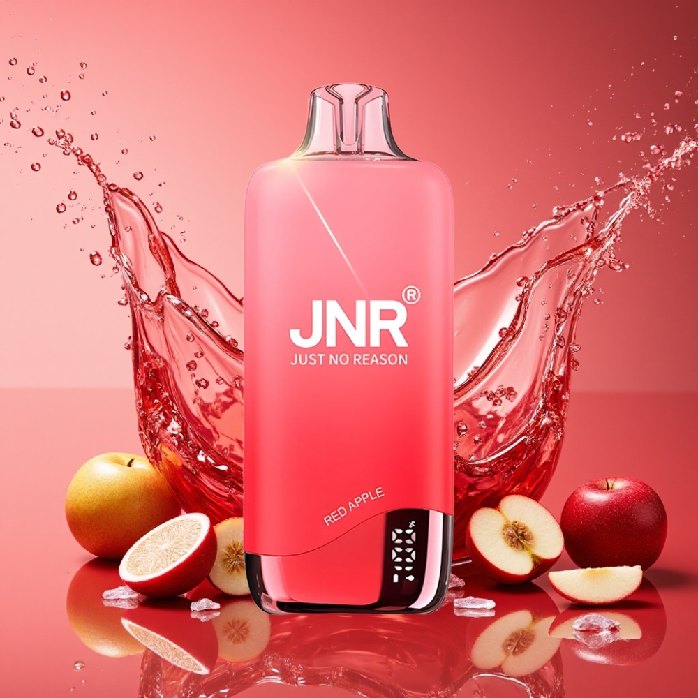 JNR Rainbow 10500 Puffs Engangs Vape Rød Æble 600mAh 0.8ohm Mesh Coil 18ml USB Type-c 98mm 39mm 25mm Battery E-liquid Indicator Nicotine 0% 2% 5% Engros Danmark