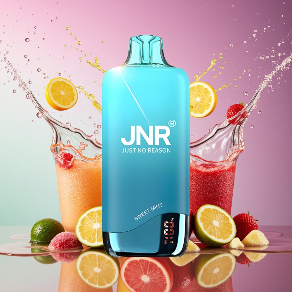 JNR Rainbow 10500 Puffs Engangs Vape Sødt Mynte 600mAh 0.8ohm Mesh 18ml USB-C 98x39x25mm Batteri/E-liquid Indikator 0%/2%/5% Engros Danmark