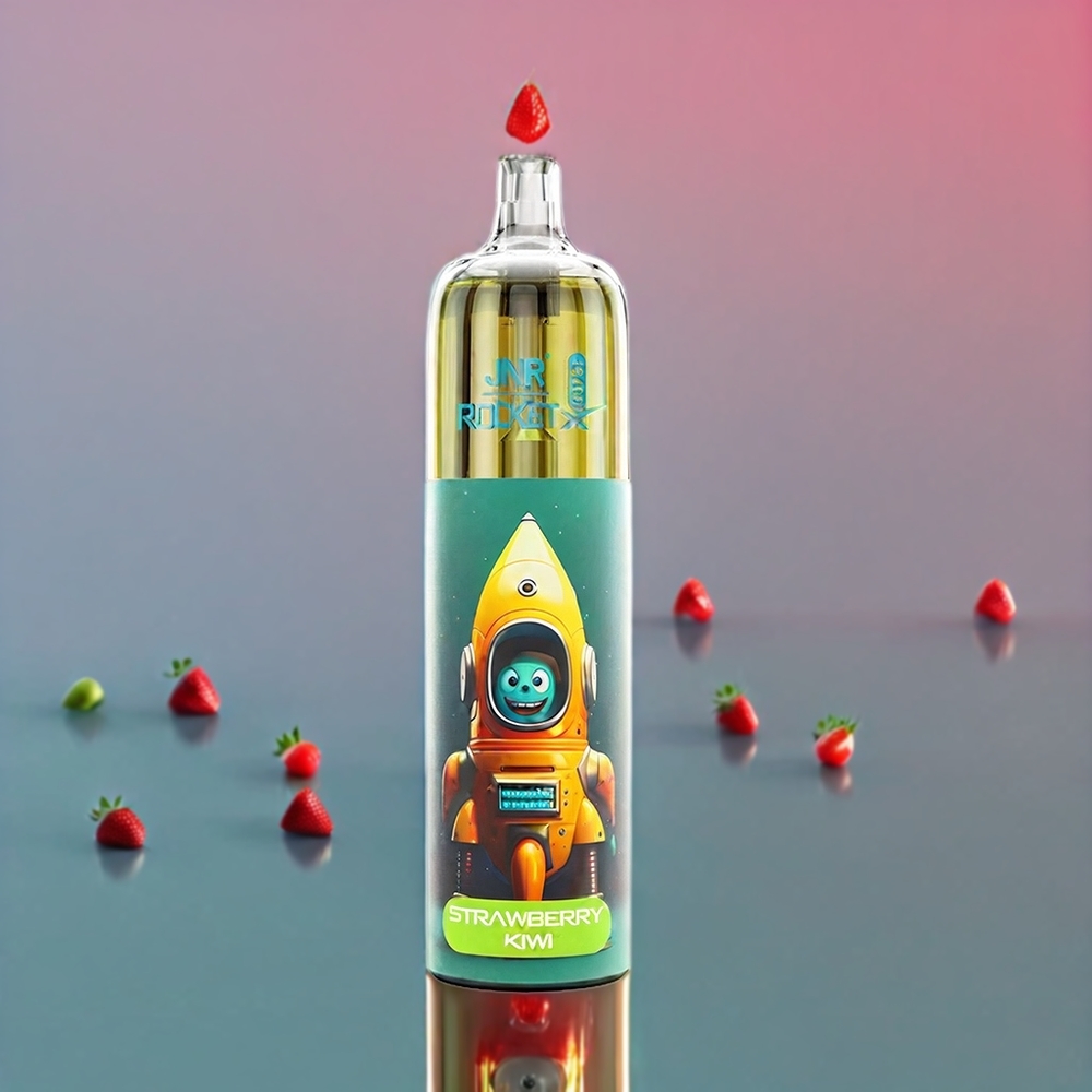 JNR Rocket X 12400 Puffs Jordbær Kiwi Type-C Hurtigopladning RGB Belysning Justerbar Luftflow 850mAh Batteri 22ml E-væske 1.2 Ohm Mesh Coil Engros Danmark