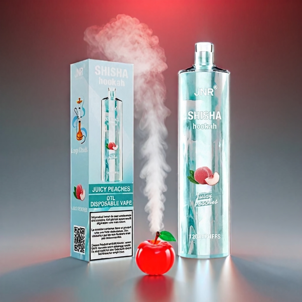 JNR Shisha Hookah 12000 Puffs Vape Saftige Ferskner 750mAh 24ml 0.6Ω Mesh Type-C Engros Danmark