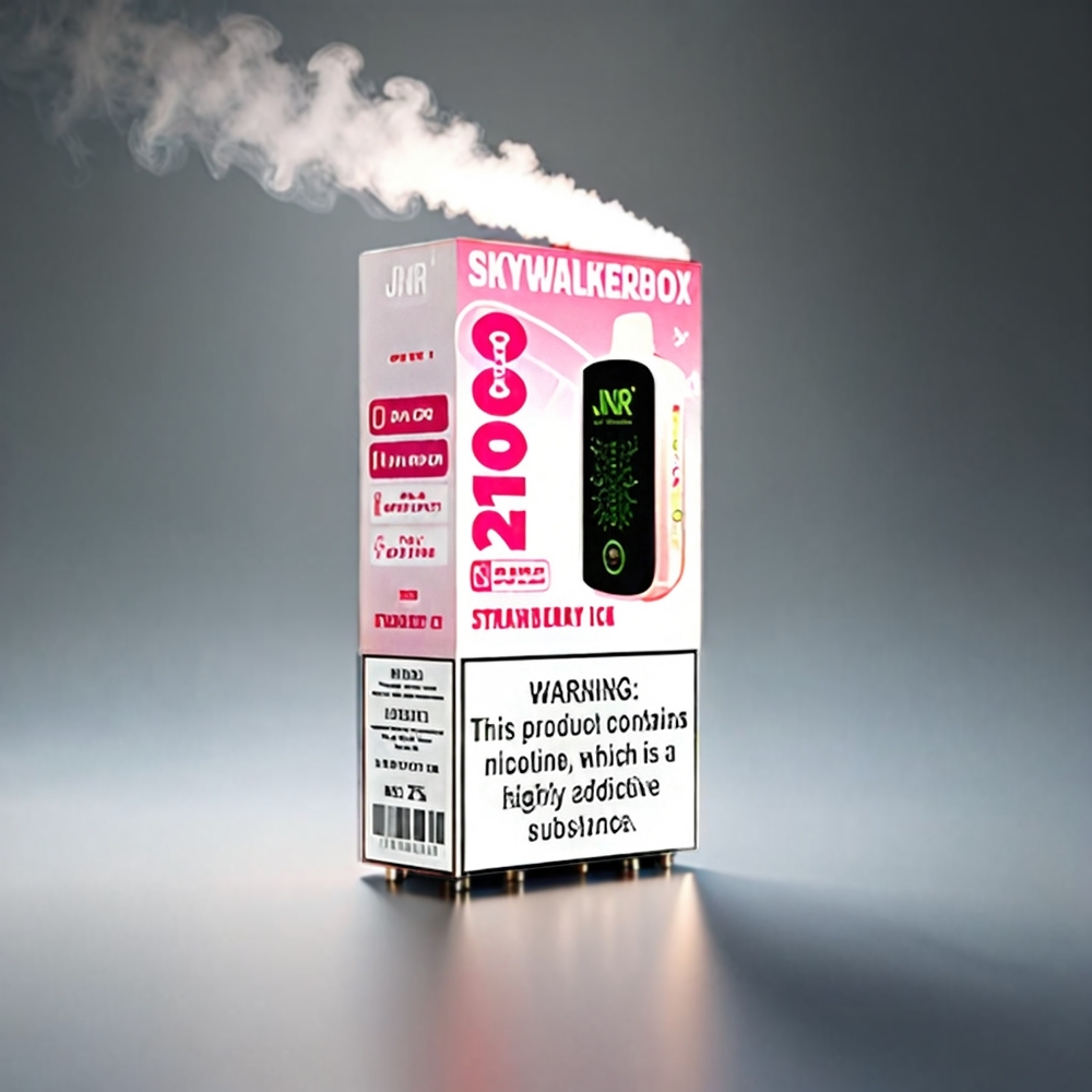 JNR Skywalker Box 21000 Puffs Jordbær | 850 mAh 25ml Dobbelt Mesh Coil Type-C Fuldskærm Engros Danmark