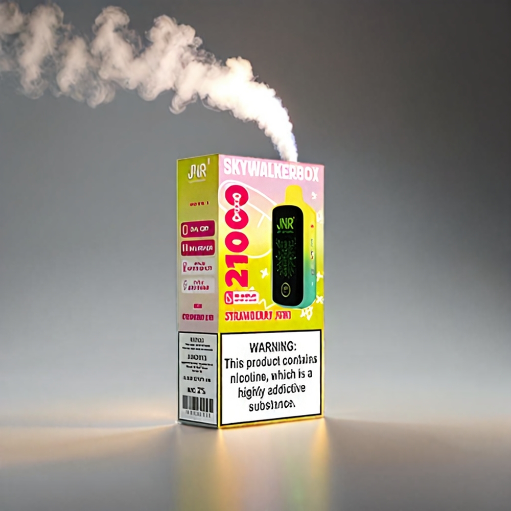 JNR Skywalker Box 21000 Puffs Jordbær Kiwi 850mAh 25ml Dual Mesh Coil Type-C Fuldskærmsdisplay Engros Danmark