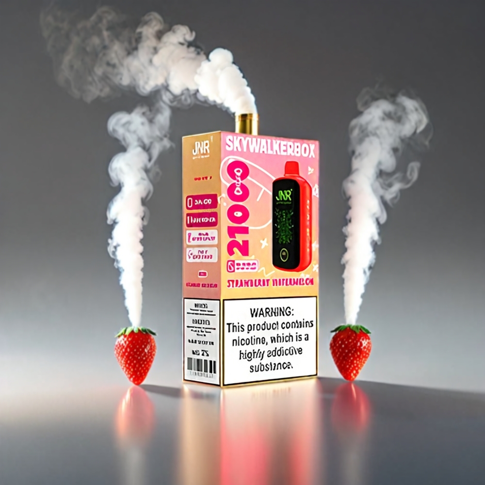 JNR Skywalker Box 21000 Puffs Jordbær Vandmelon 850 mAh 25ml Dual Mesh Coil Type-C Fuldskærm Intelligent Display Engros Danmark