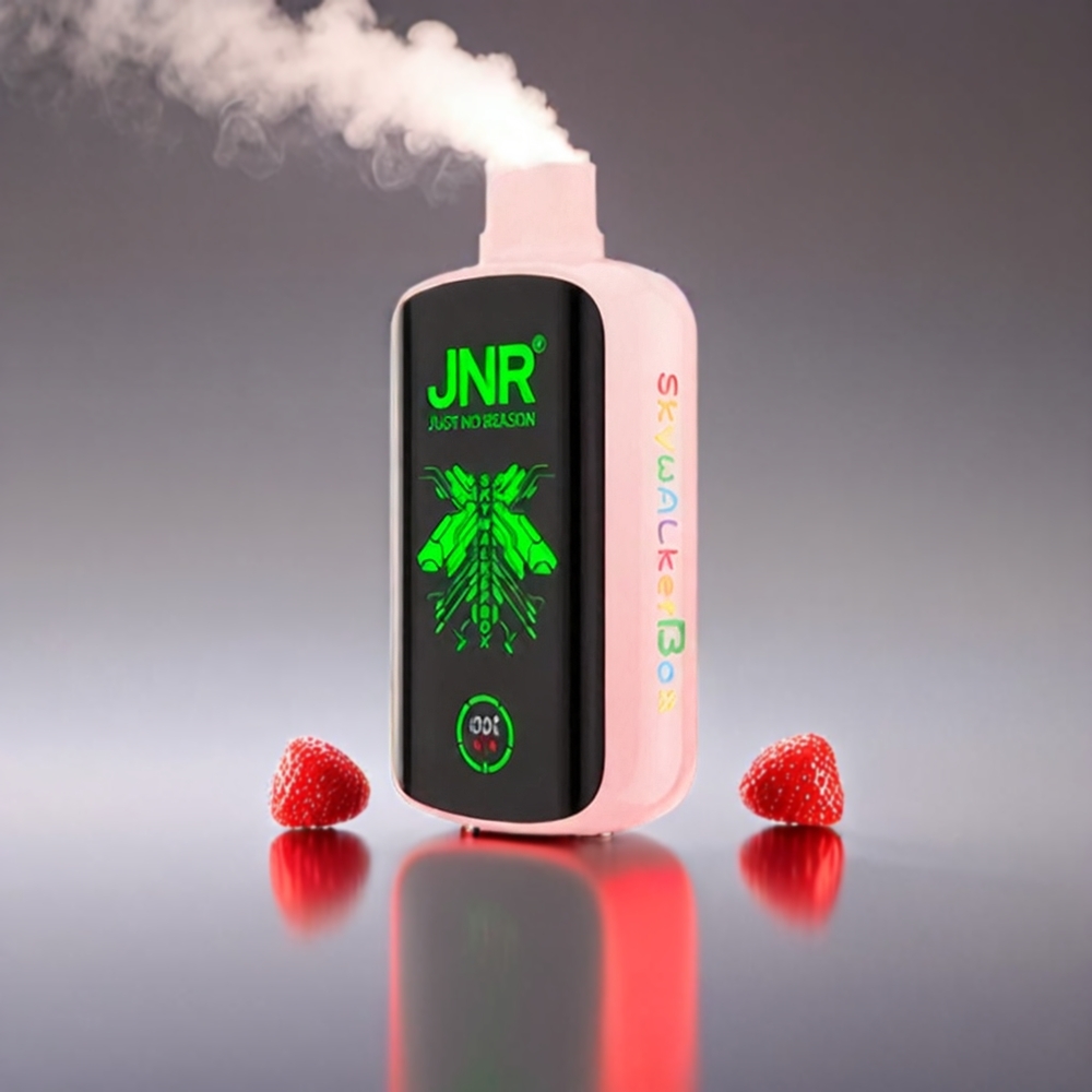 JNR Skywalker Box Jordbær Hindbær Kirsebær 21000 Puffs 850mAh 25ml Dual Mesh Coil Type-C Fuldskærmsdisplay Engros Danmark