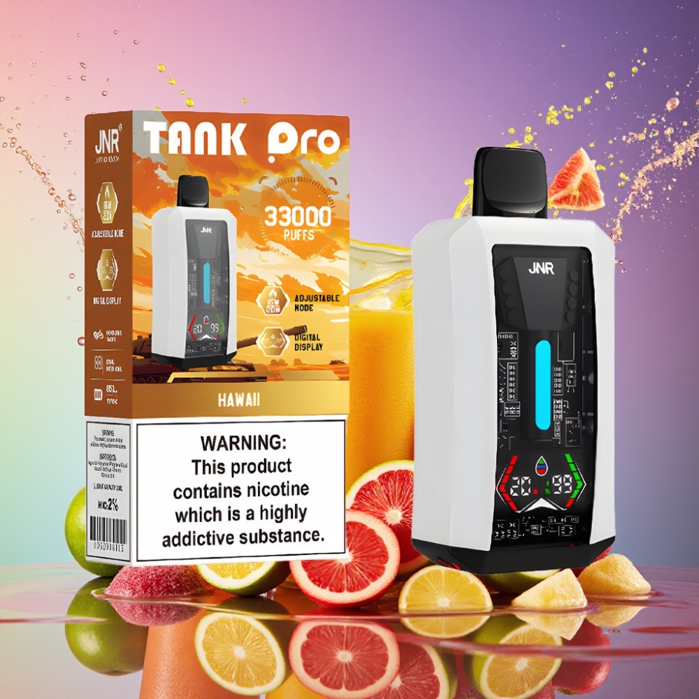 JNR Tank Pro 33000 Puffs 28ml Digital Display Dual Mesh Coil 15W/20W 850mAh Type-C 2% Engros Danmark