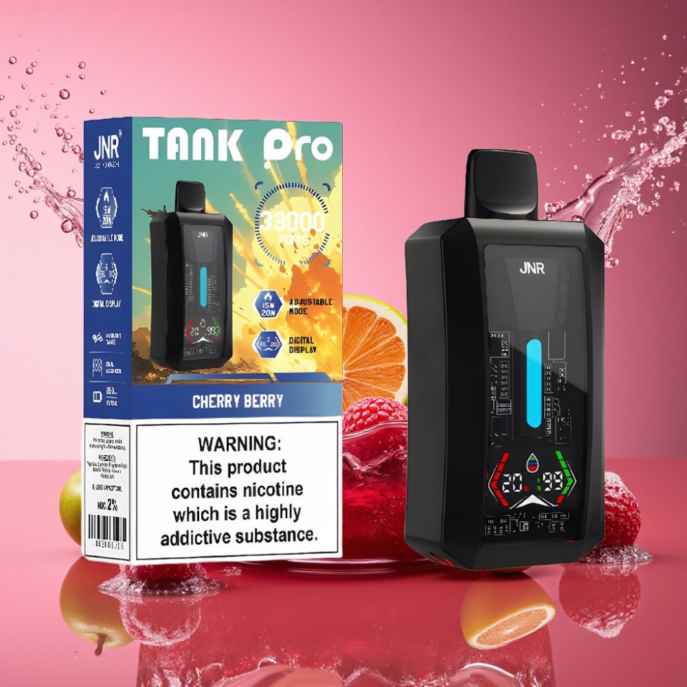 JNR Tank Pro 33000 Puffs Digital Display Dual Mesh Cherry Bær 28ml 2% 850mAh Type-C Engros Danmark