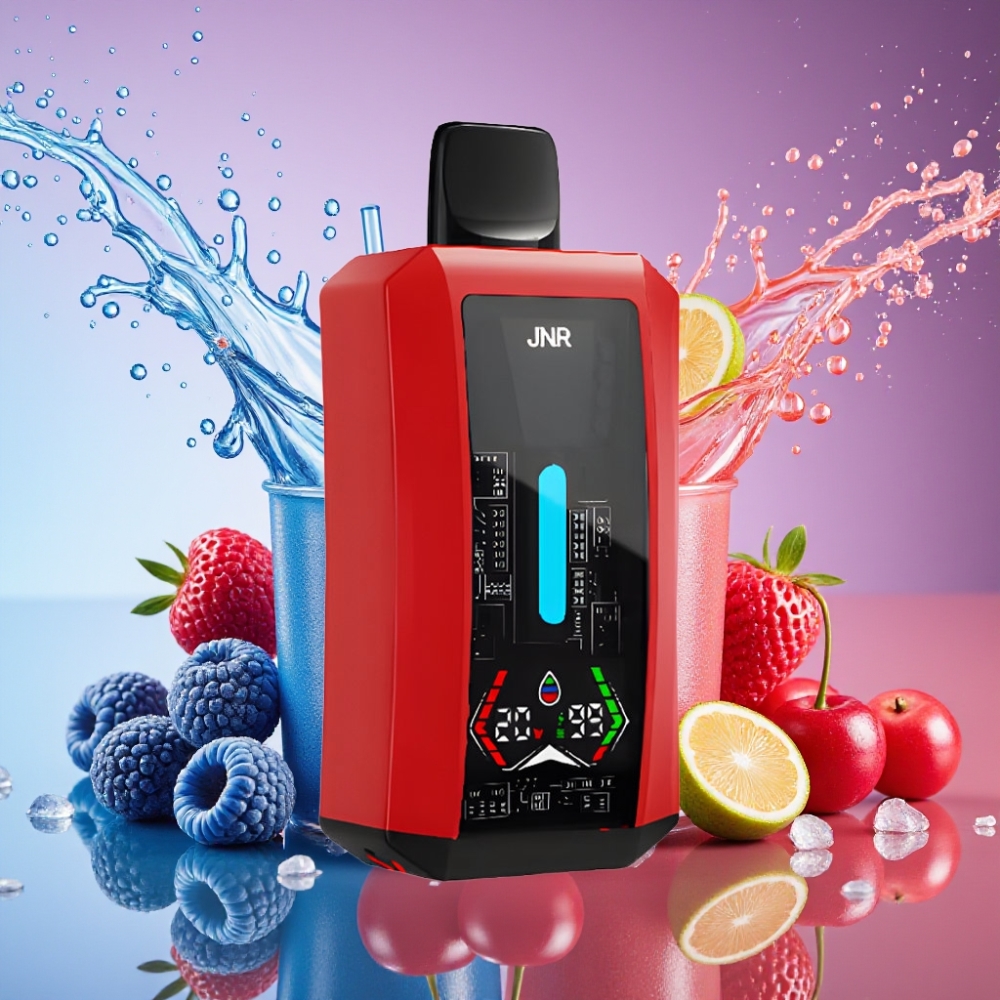 JNR Tank Pro 33000 Puffs Digital Display Dual Mesh Coil Blå Hindbær Kirsebær 33000 Puffs 28ml 2% Engros Danmark
