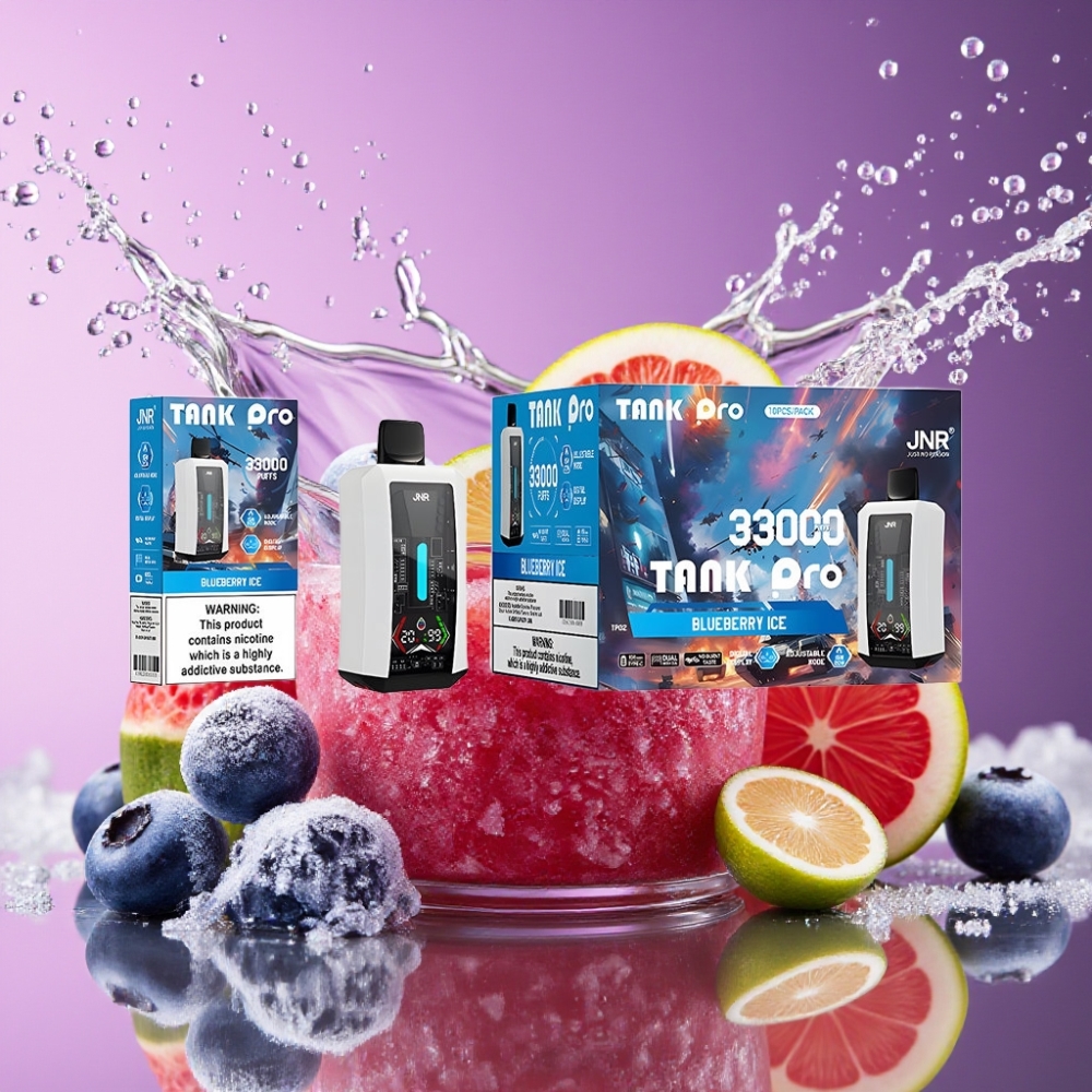 JNR Tank Pro 33000 Puffs Engangs Vape Blåbær Is 28ml e-Liquid 2 % Nikotin 850mAh Engros Danmark