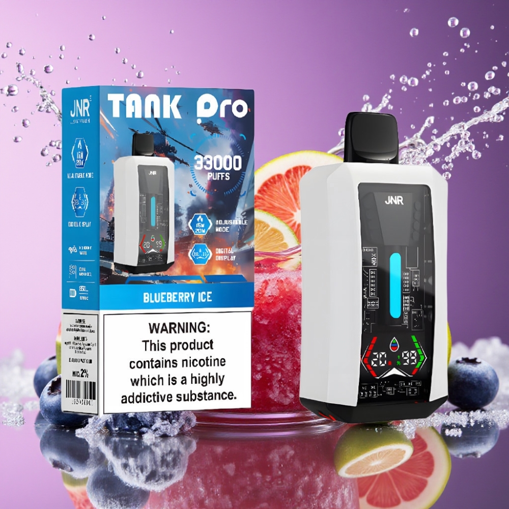 JNR Tank Pro 33000 Puffs Engangs Vape Blåbær Is 28ml e-Liquid 2 % Nikotin 850mAh Engros Danmark