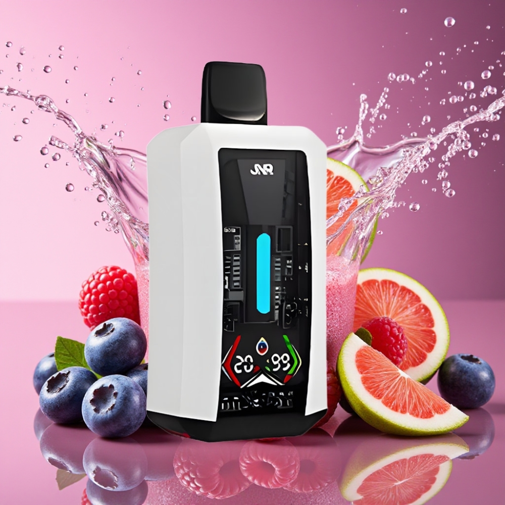 JNR Tank Pro 33000 Pust Digital Display Dual Mesh Coil Blåbær Sur Hindbær 33000 Pust 28ml 2% Engros Danmark