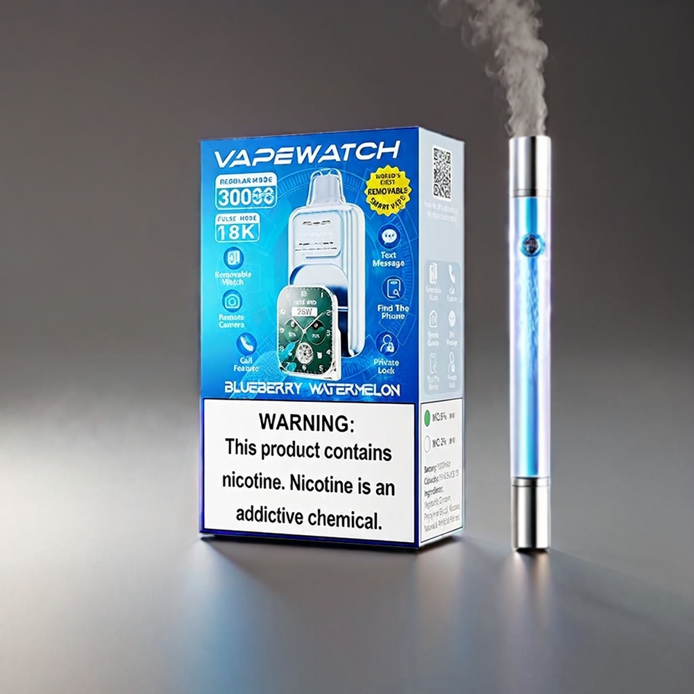 JNR Vape Watch 30000 Puff Blåbær Vandmelon 30.000 puffs 19mL 1000mAh Type-C Engros Danmark