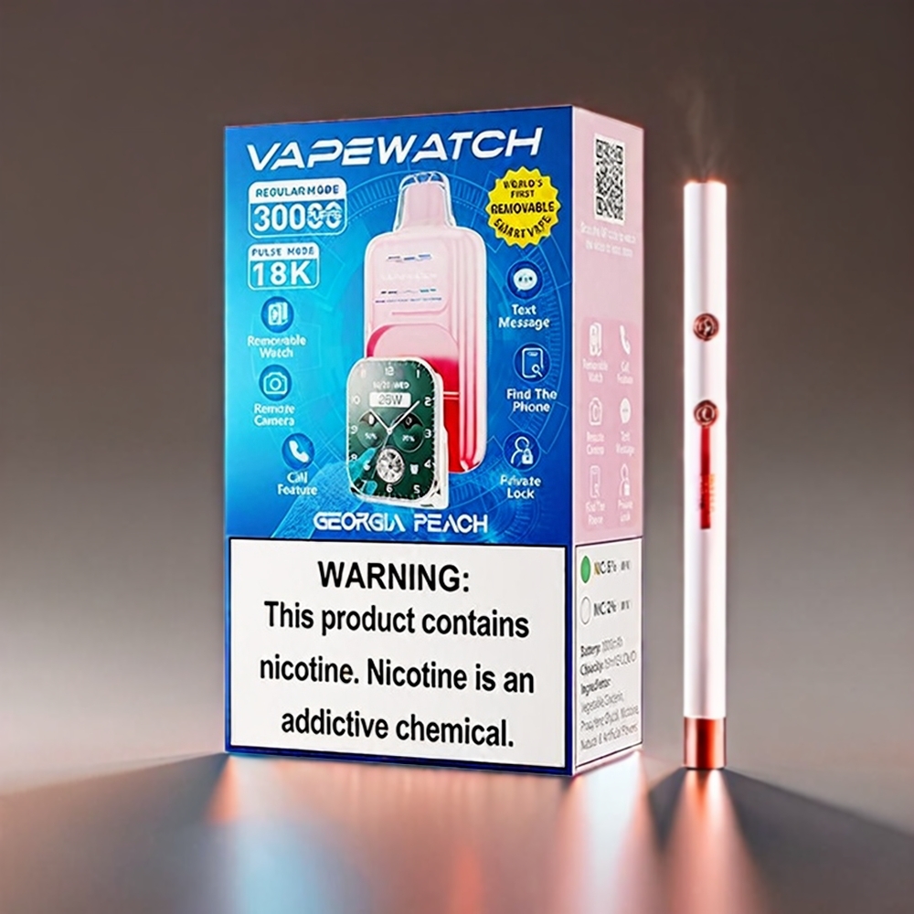 JNR Vape Watch 30000 Puffs 1000mAh 19mL 5% Type-C Quick Charge Georgisk Fersken Engros Danmark